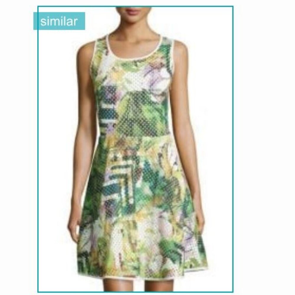 5 Twelve  Preforated Fit and Flare Sleeveless Floral Print Dress Size 6